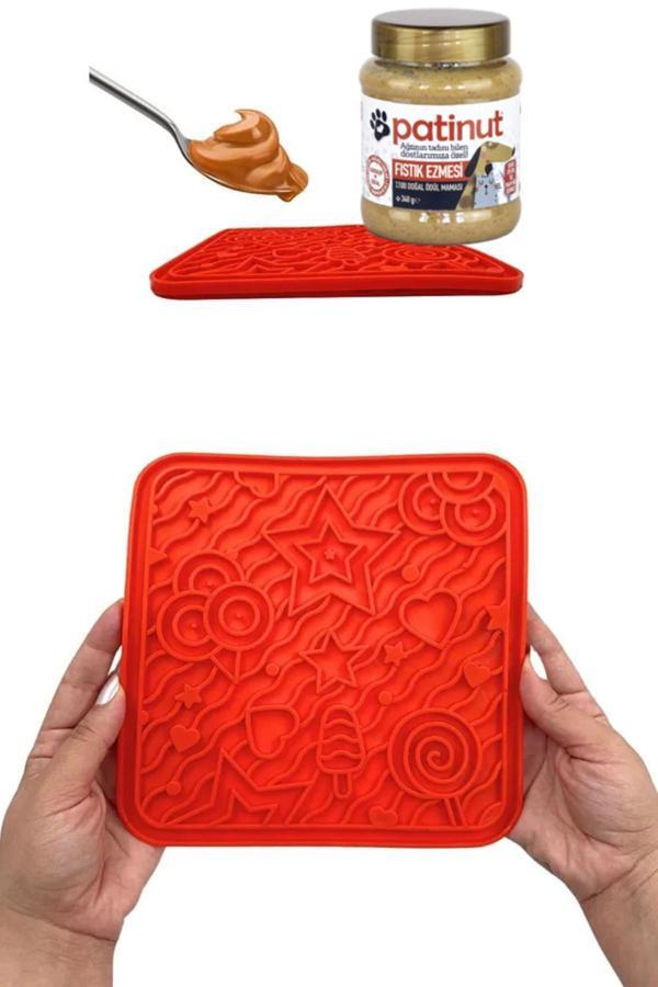 Patinut Kırmızı O'Yalama Matı (Lick Mat) + Doğal Fıstık Ezmeli Ödül Maması - Image 1