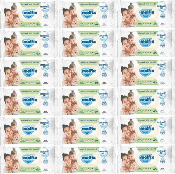 Molfix Islak Havlu Mendil İzotonik Ferah Temizlik 18 Li set 60 Yaprak Plastik Kapaklı - Image 1