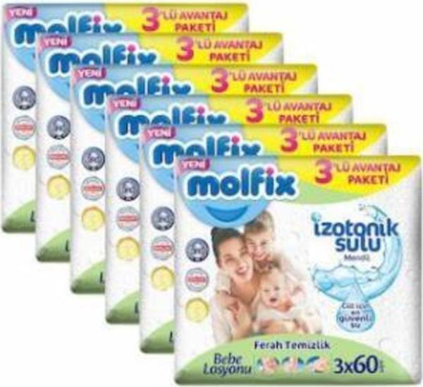 Molfix Izotonik Sulu Ferah Temizlik Islak Mendil 3x60'lı X 6 Adet - Image 1