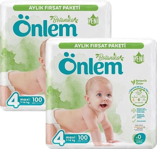 Önlem Botanika 4 Numara Maxi Bebek Bezi Fırsat Paketi 200 Adet (7-14 KG) - Image 1