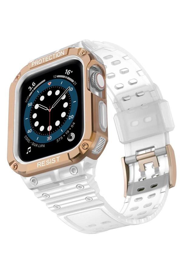 Apple Watch 42mm KR401 Silikon Kordon - Beyaz-Rose-(5796) - Image 1