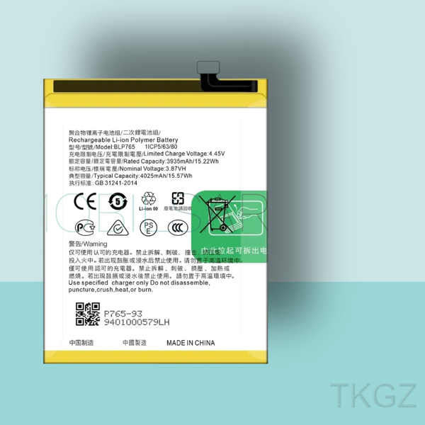 Tkgz - OPPO RENO 3 - BLP-765 - Batarya Pil Orijinal Sıfır - Image 1
