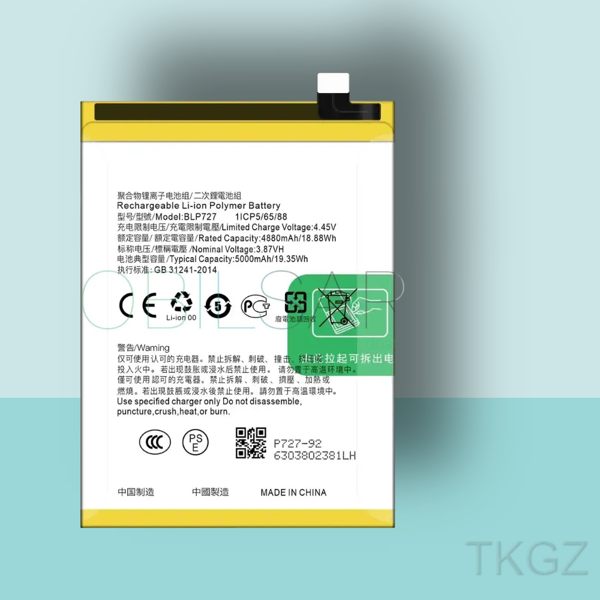 Tkgz - OPPO A9 2020 - BLP-727 - Batarya Pil Orijinal Sıfır - Image 1
