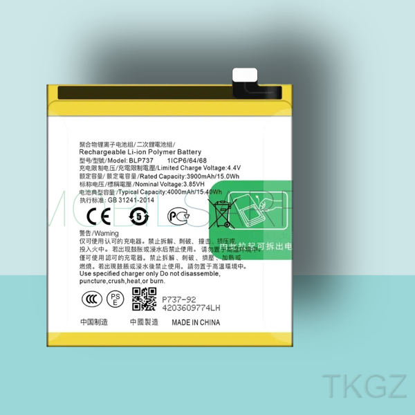 Tkgz - OPPO RENO 2Z - BLP-737 - Batarya Pil Orijinal Sıfır - Image 1