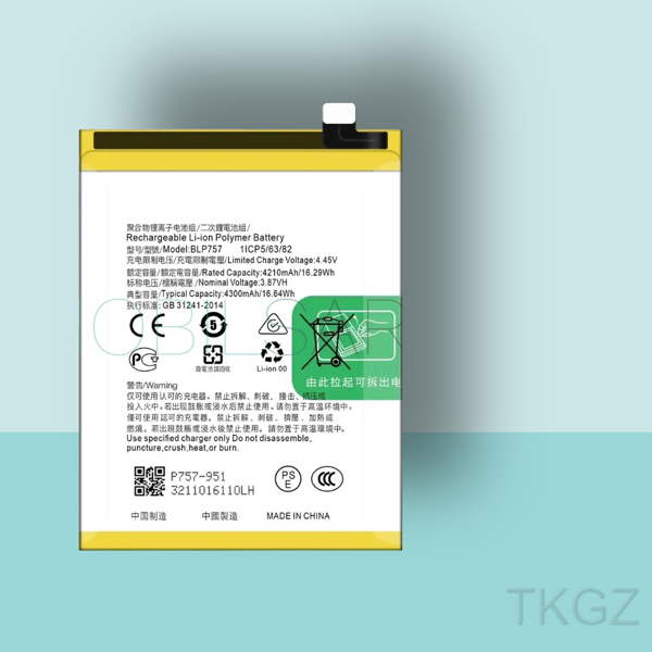 Tkgz - OPPO REALME 6 - BLP-757 - Batarya Pil Orijinal Sıfır - Image 1