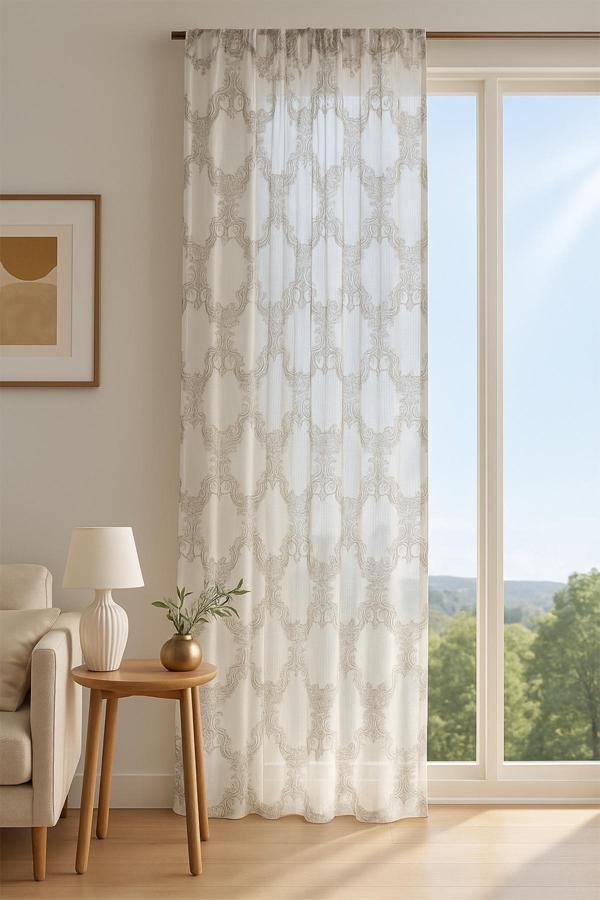 Laura Brode Tül Perde Gümüş 300X280 - Image 1