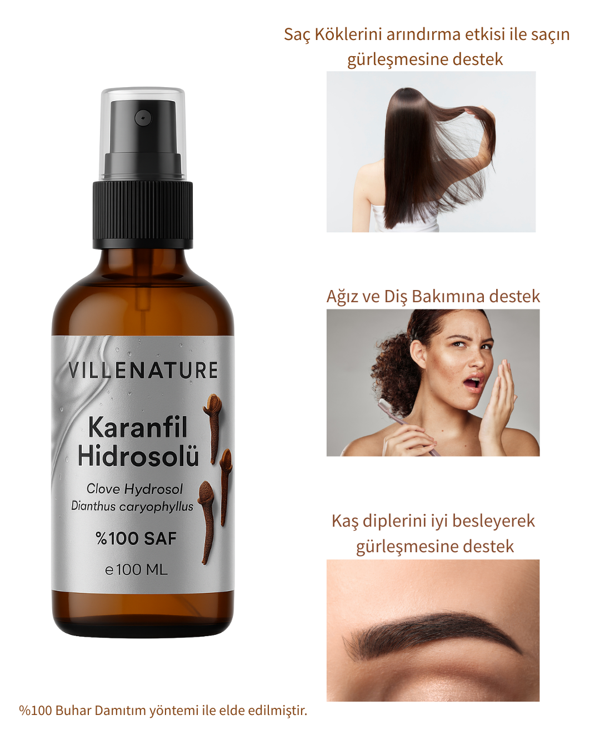 VILLENATURE Karanfil Hidrosolü “Clove Hydrosol” Dianthus Caryophyllus %100 SAF, DOĞAL 100 ML - Image 1