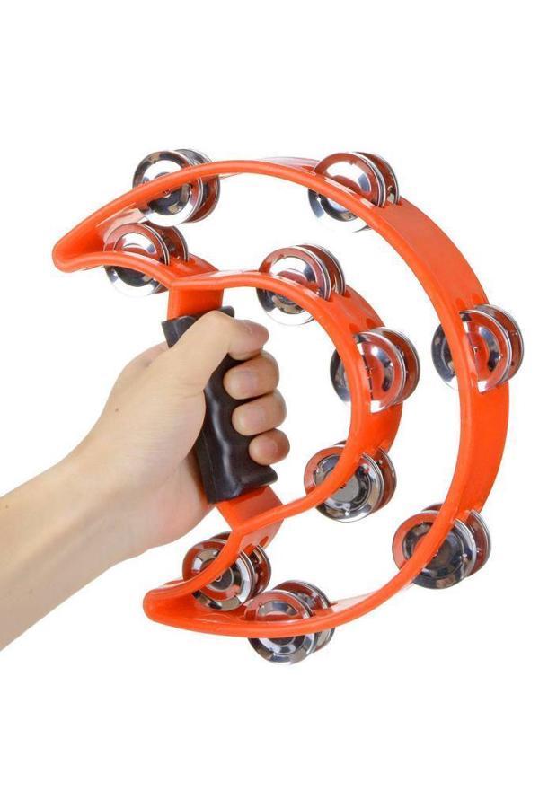 Midex TF-26OR Çift Sıra 10 Zilli Turuncu Tef Tamburin (El Kavrama Aksamlı) - Image 1