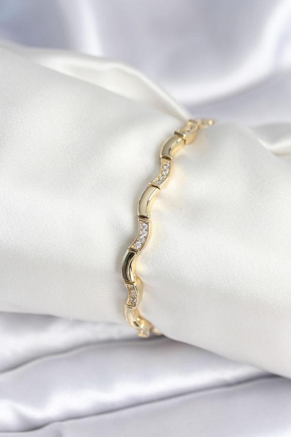 Pirinç Gold Renk Dalgalı Model Kadın Bileklik 7962 - Image 1