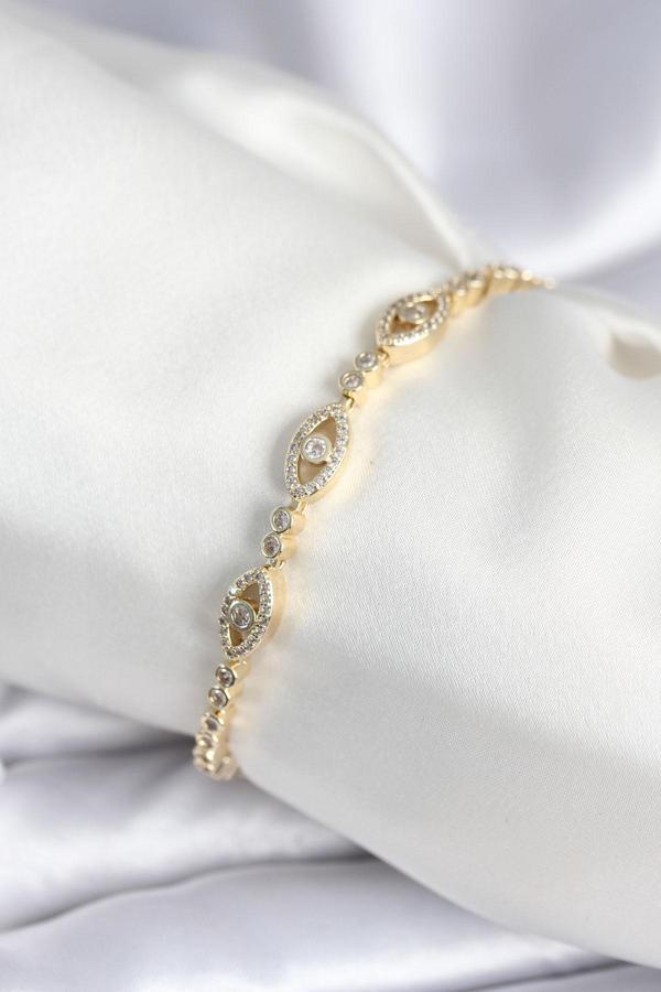 Pirinç Gold Renk Göz Model Kadın Bileklik 7965 - Image 1
