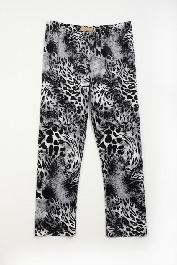 Kadın Yumuşak Kadife Dokulu Leopar Desenli Pijama Altı - Image 1