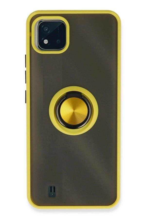 Realme C11 2021 Kılıf Montreal Yüzüklü Silikon Kapak - Sarı - Image 1