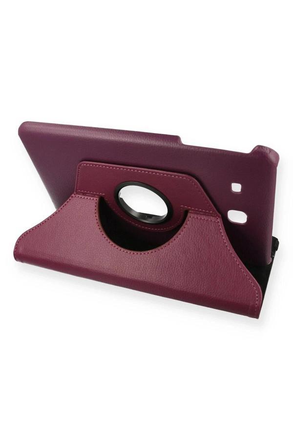 Samsung Galaxy T560 Tab E 9.7 Kılıf 360 Tablet Deri Kılıf - Mürdüm - Image 1