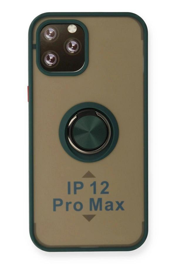 iPhone 12 Pro Kılıf Montreal Yüzüklü Silikon Kapak - Yeşil - Image 1