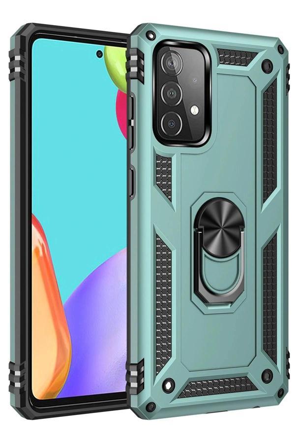Samsung Galaxy A53 5G Kılıf Sofya Yüzüklü Silikon Kapak - Yeşil - Image 1