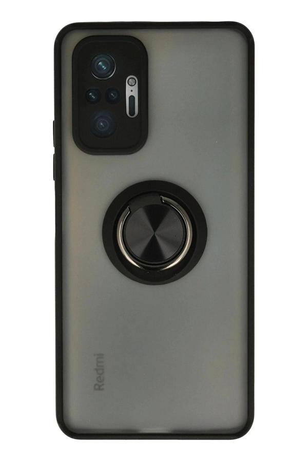 Xiaomi Redmi Note 10 Pro Kılıf Montreal Yüzüklü Silikon Kapak - Siyah - Image 1
