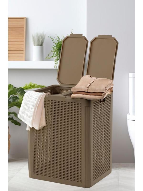 Omnipazar SY-4632 Smart Duo İki Bölmeli Kirli Çamaşır Sepeti 84 Litre - Image 1