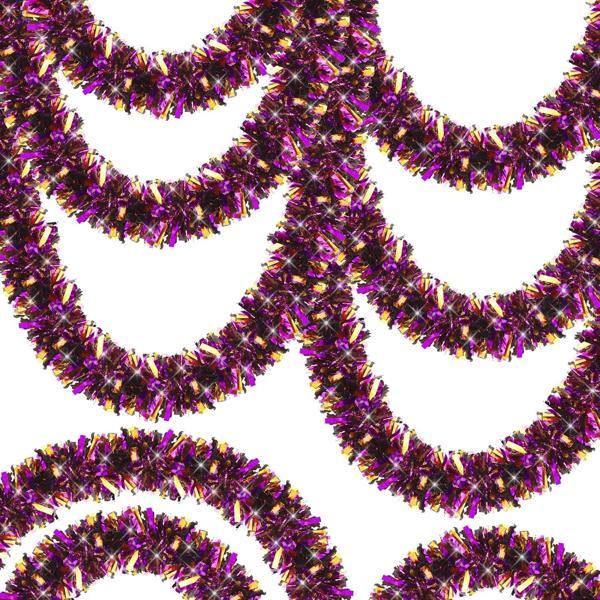Mor Turuncu Renk 4 cm Genişlik Garland Çift Renk Sim Süs 180 cm - Image 1