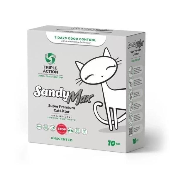 Sandy Max Triple Action Tozsuz Topaklanan Bentonit Doğal Kedi Kumu 10 Kg - Image 1