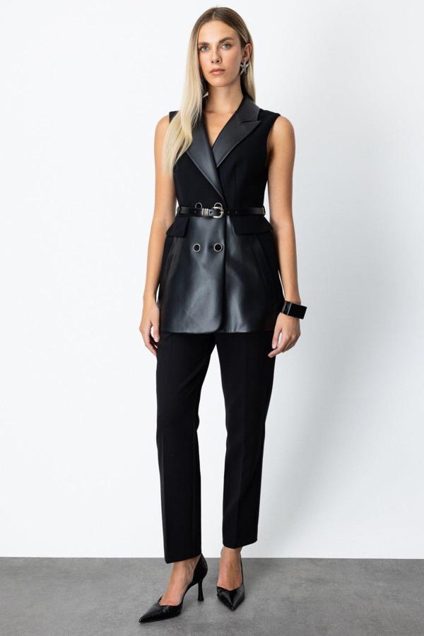 Ekol Kadın Yüksek Bel Boru Paça Pantolon 5091 Siyah - Image 1