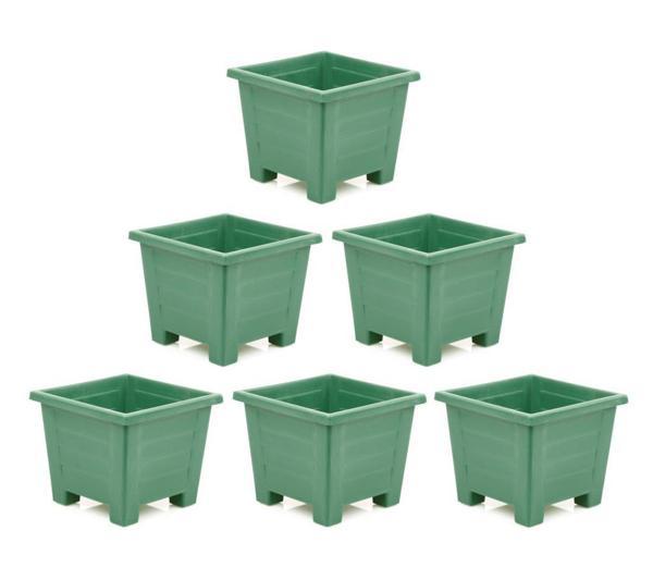 Omnipazar  SY-5848 Dekoratif Plastik Kare Ayaklı Saksı 30 lt Yeşil 6 Adet - Image 1