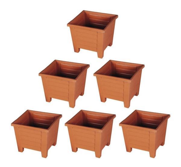 Omnipazar SY-5848 Dekoratif Plastik Kare Ayaklı Saksı 30 lt Kiremit 6 Adet - Image 1