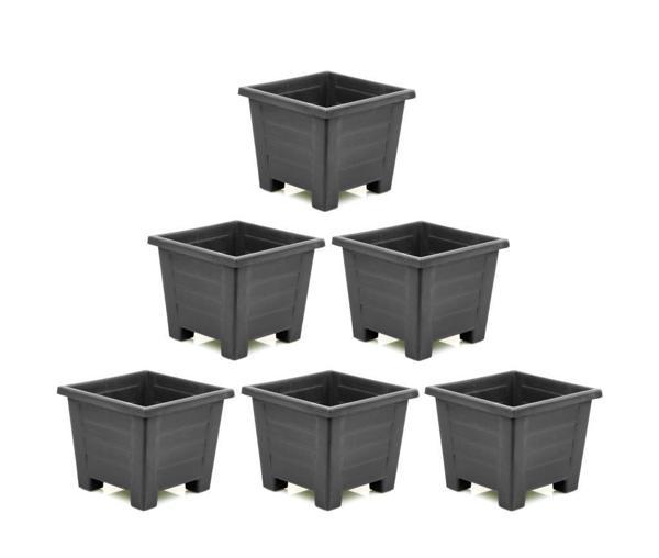 Omnipazar SY-5847 Dekoratif Plastik Kare Ayaklı Saksı 15 lt Antrasit 6 Adet - Image 1