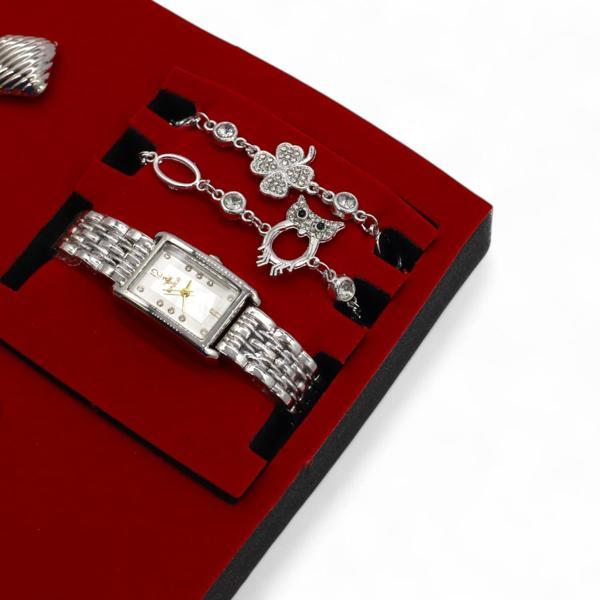 S Polo Kadın Saat Bileklik Kolye ve Küpe Hediyeli Kombin Set Kutu Gümüş Renk - Image 1
