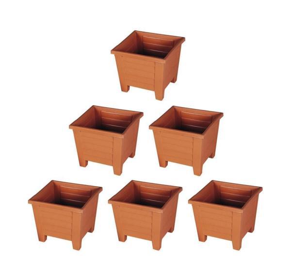 Omnipazar SY-5847 Dekoratif Plastik Kare Ayaklı Saksı 15 lt Kiremit 6 Adet - Image 1