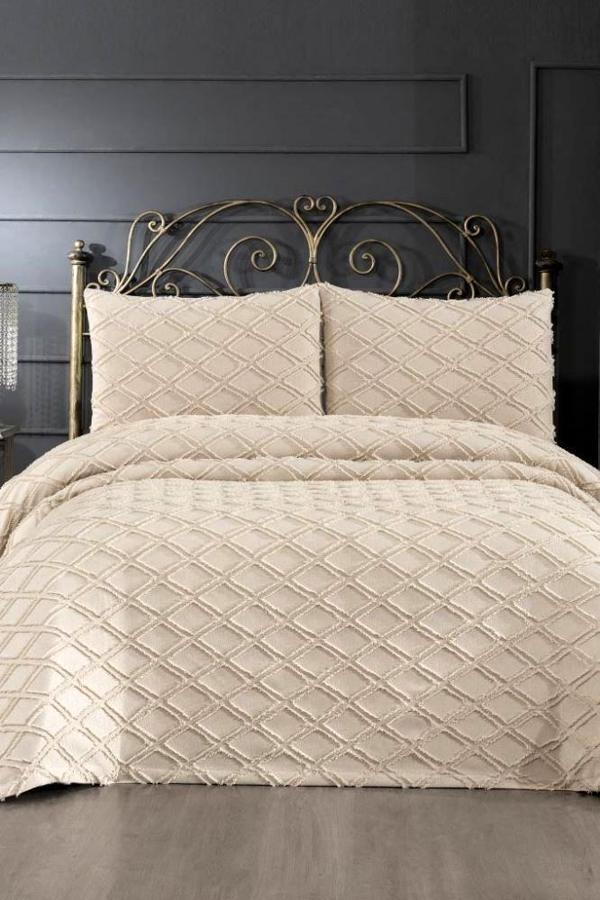 Prestij Puffy Yakut 2 Parça Tek Kişilik Yatak Örtüsü, Pike Örtüsü (180x240)-Kahve - Image 1