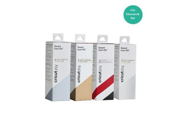 Cricut Joy Smart Iron-On Isı Transfer Vinil (HTV) 4’lü Set (Gümüş, Altın, Siyah&Kırmızı, Beyaz) - Image 1