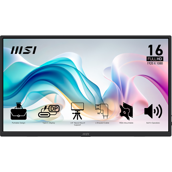 MSI PRO MP165 E6 15.6 inc  60Hz 4ms HDMI Type-C IPS Portatif Monitör - Image 1