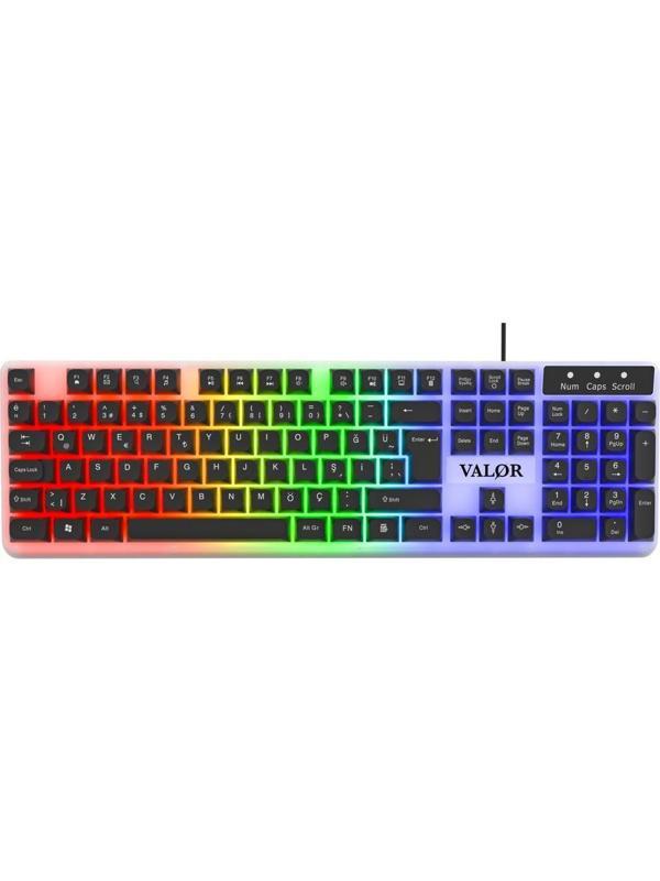 Valor Commander Rgb Işıklı & Full Set 104 Tuşlu Membran Oyuncu Klavyesi - Image 1