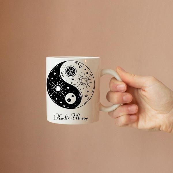 Kişiye Özel Yin Yang Tasarımlı İsimli  Kupa - Image 1