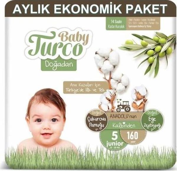 Baby Turco Bebek Bezi Aylık Paket 5 Numara 12-25 kg 160'lı - Image 1