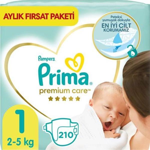 Prima Bebek Bezi Premium Care 1 Numara 210 Adet Aylık Fırsat Paket - Image 1