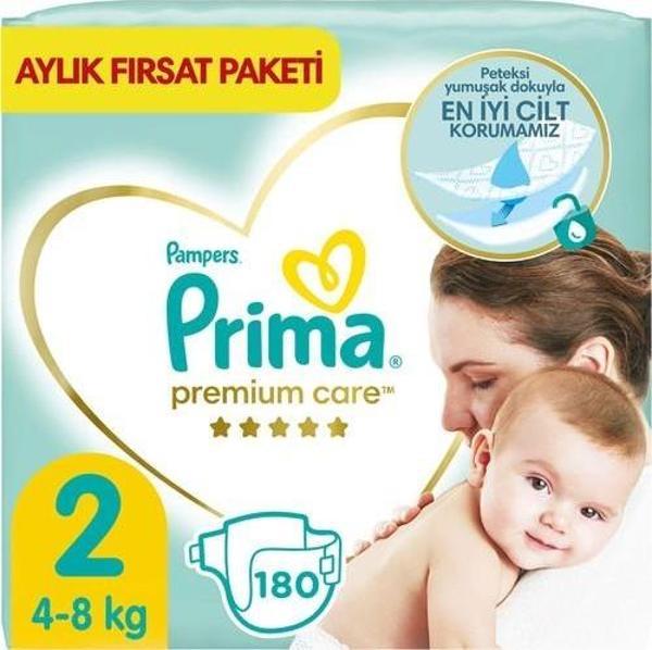 Prima Bebek Bezi Premium Care 2 Numara 180 Adet Aylık Fırsat Paket - Image 1