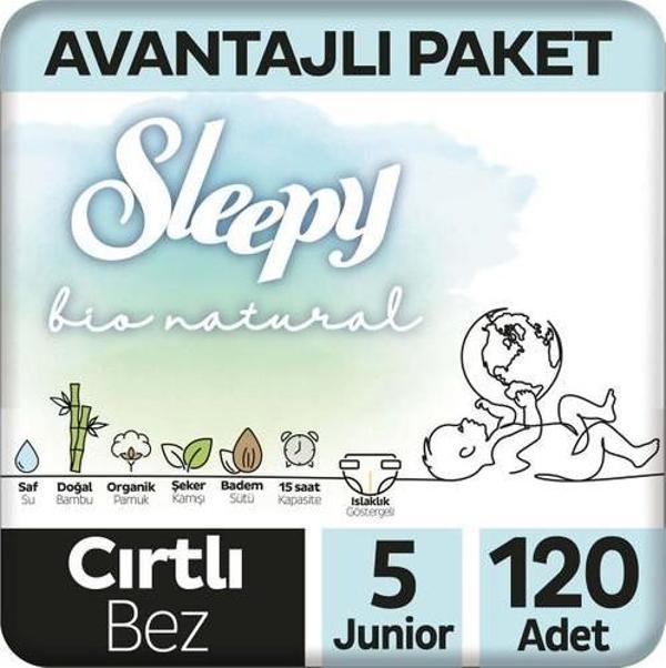 Sleepy Bio Natural Avantajlı Paket Bebek Bezi 5 Numara Junior 120 Adet - Image 1