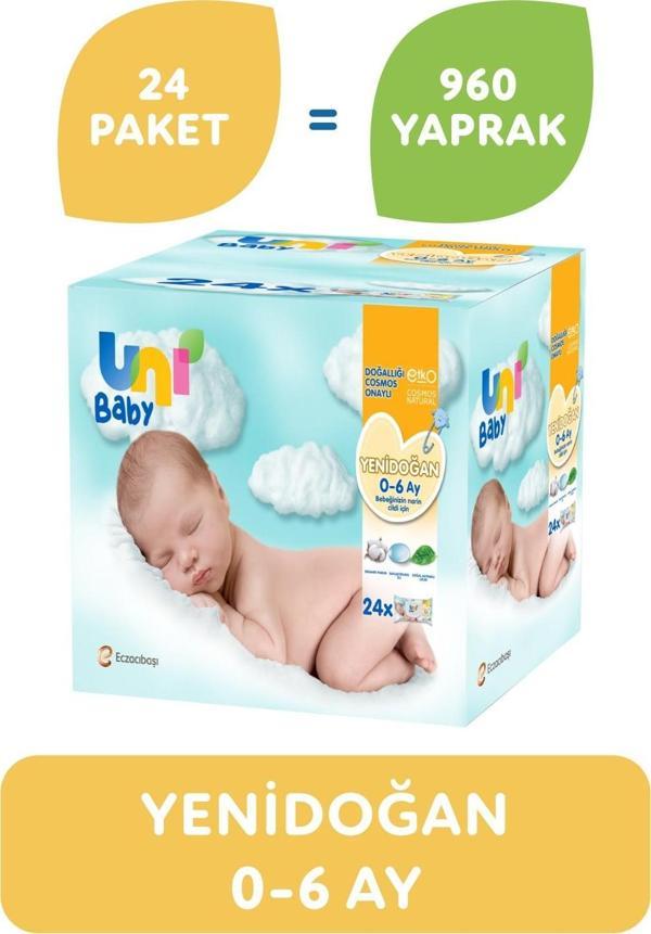 Uni Baby Yenidoğan Islak Mendil 24'li 960 Yaprak - Image 1