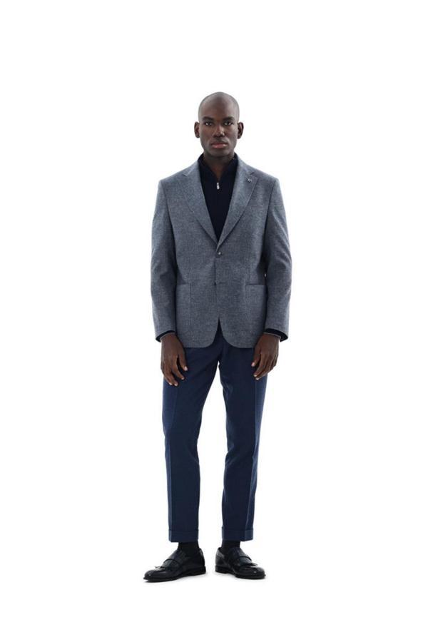 Erkek Kırlangıç Yaka Kruvaze  Ceket-KAX5174W - Image 1