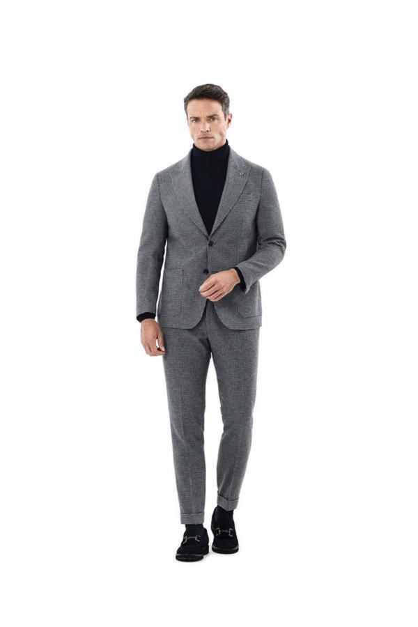 Erkek Kırlangıç Yaka Kruvaze  Ceket-KAX5956W - Image 1