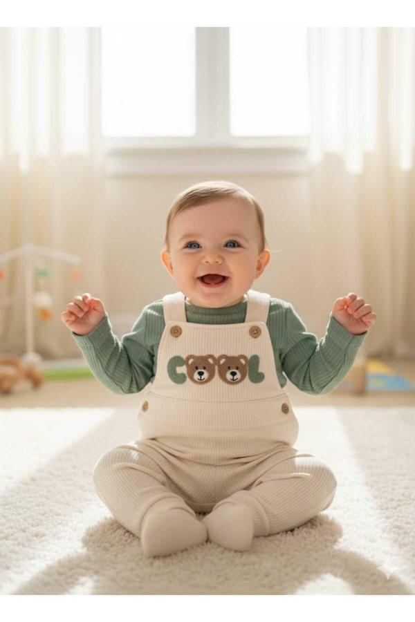 Gözde Bebe Erkek Bebek Waffle Kumaş Tulum Set - Image 1
