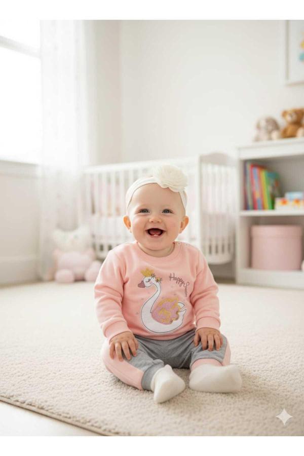 Canza Baby Kuğulu Kız Bebek Alt Üst Takım - Image 1