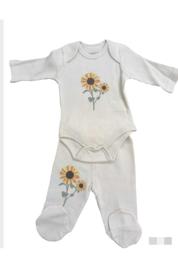 Necix Kız Bebek 3 Lü Alttan Çıtçıtlı Zıbın Alt Üst Takım - Image 1