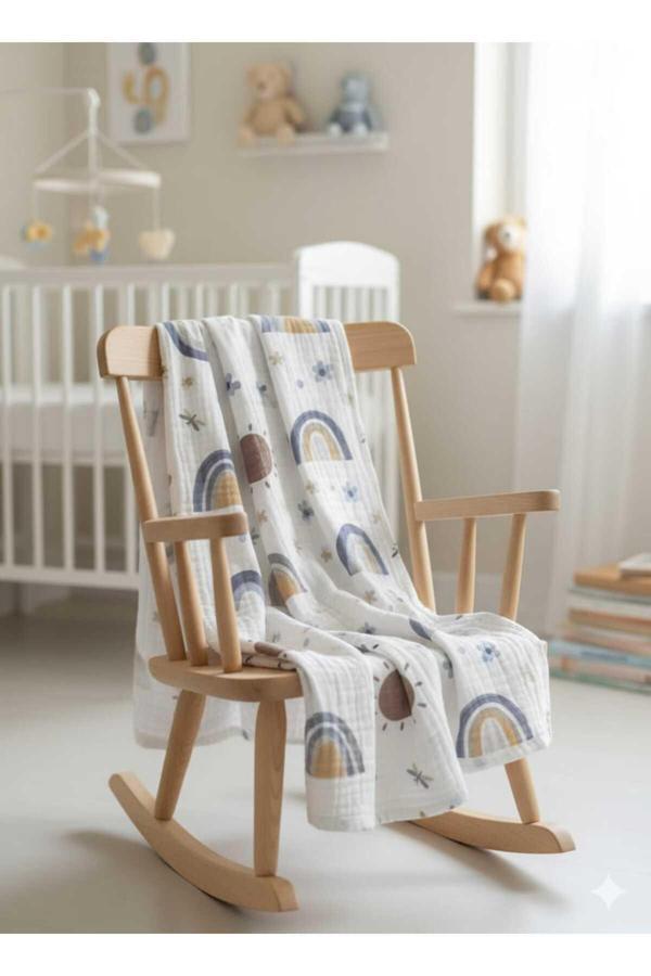 Berço Baby Çok Amaçlı Kenarı Dikişli Müslin Örtü Battaniye - Image 1