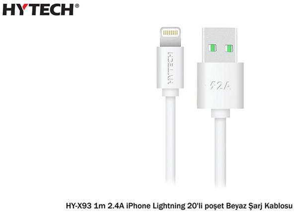 Hytech HY-X93 1m 2.A iPhone Lightning Beyaz Şarj Kablosu - Image 1