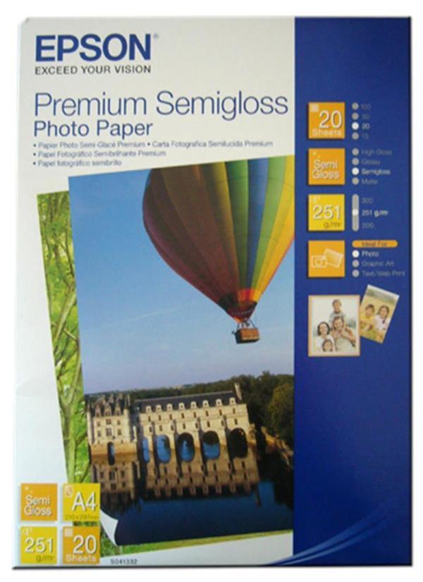 Epson A4 251Gram 20'li Premium Semigloss Fotoğraf Kağıdı S041332 - Image 1
