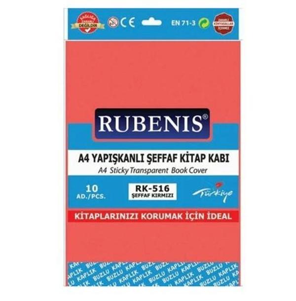 Hazır Kitap Kabı Şeffaf 10Lu Kırmızı - Image 1