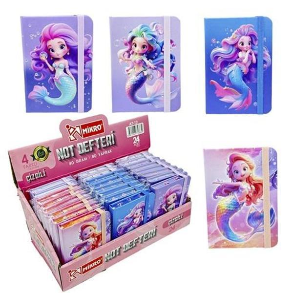 Mermaid Not Defteri Lastikli 80 Yaprak A7 Karışık Desen - 3 adet - Image 1