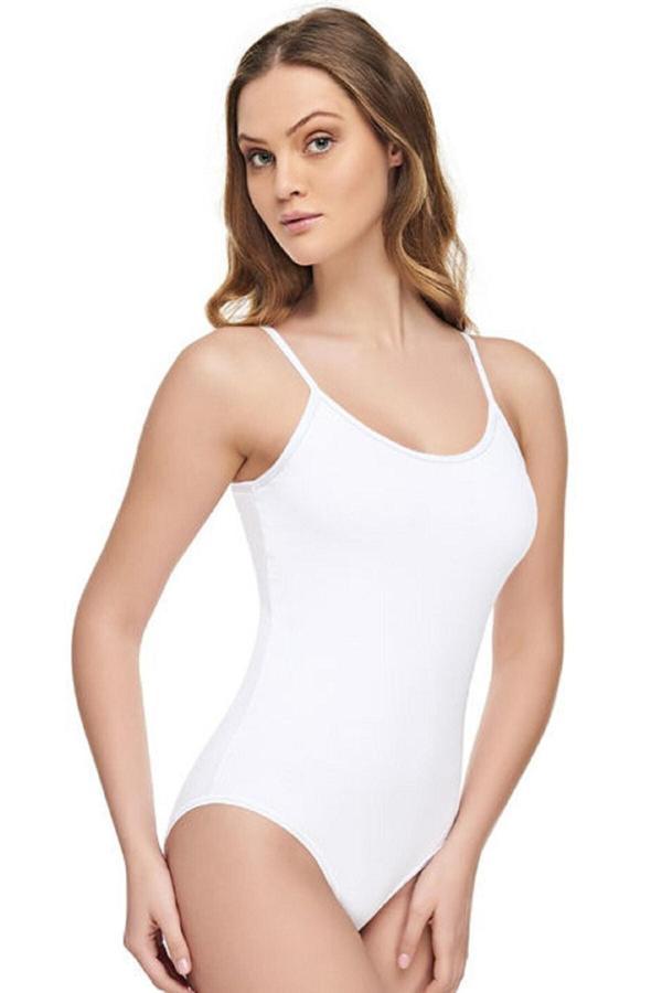 Tutku 3 Adet Ince Ip Askılı Beyaz Kadın Body Likralı Zıbın Badi - Image 1
